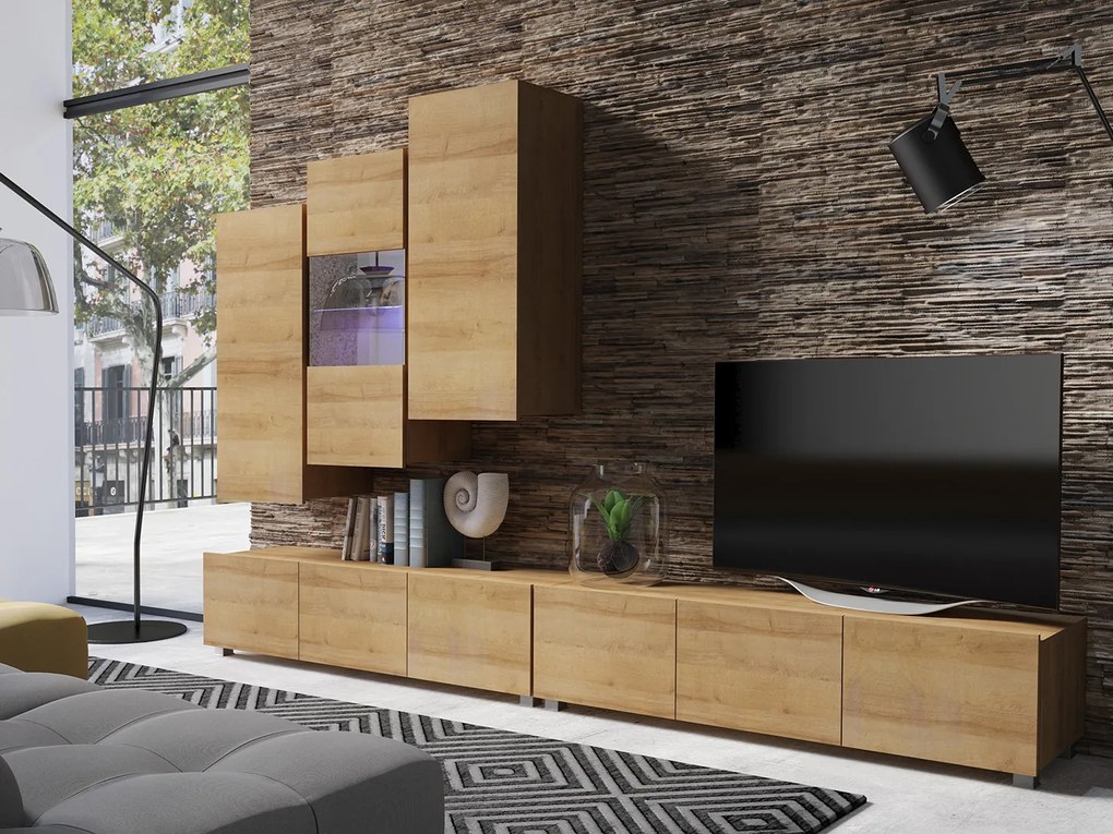 Mobilier living Calabria C17 (Stejar auriu) (fără iluminat). 1051666