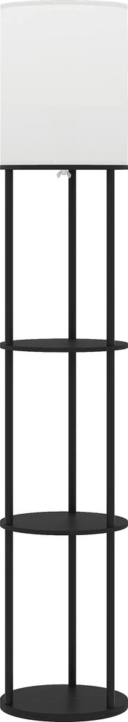 HOMCOM Lampadar cu polițe, 3 temperaturi de culoare, telecomandă pentru living dormitor birou negru | Aosom Romania