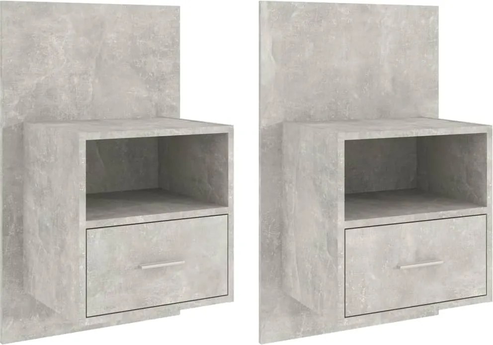 vidaXL Noptiere de perete, 2 buc., gri beton