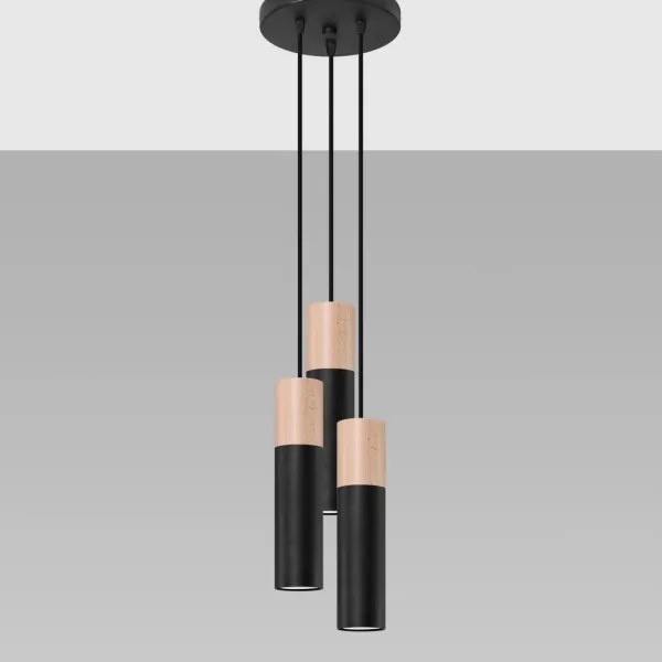 Lustră pe cablu PABLO 3xGU10/40W/230V neagră Sollux SL.1014