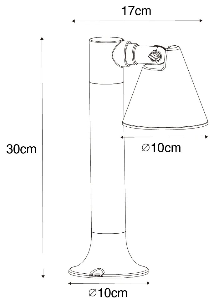 Stâlp modern pentru exterior negru 30 cm IP44 reglabil - Ciara