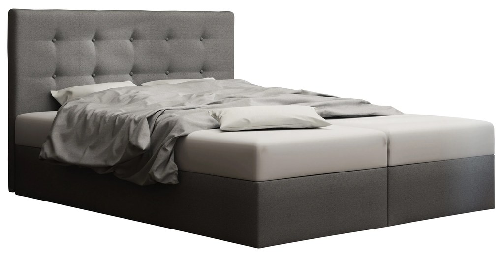 Pat matrimonial Boxspring 180 cm Duel 1 (gri) ( cu saltea și sp. depozitare). 1046442