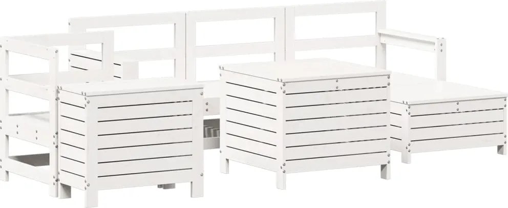 vidaXL Set canapea de grădină, 7 piese, alb, lemn masiv de pin