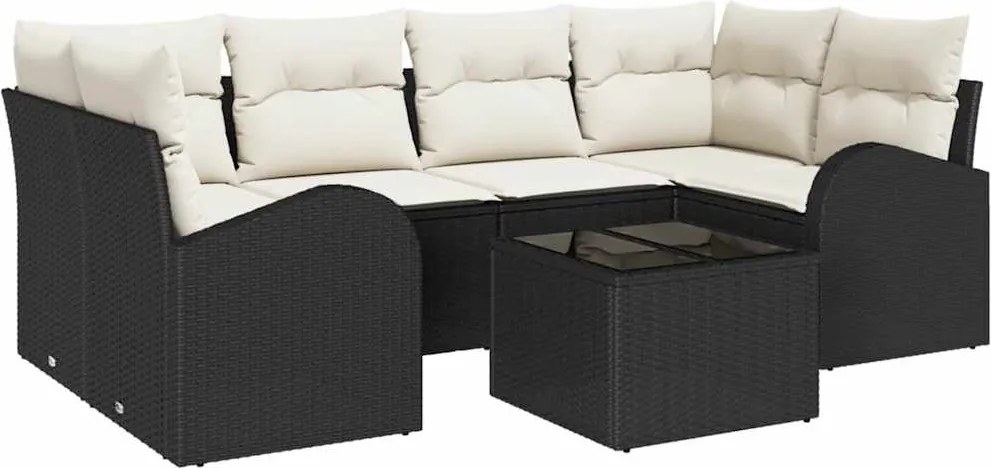 vidaXL Set de canapele pentru grădină Negru 55 x 55 x 37 cm poliratan