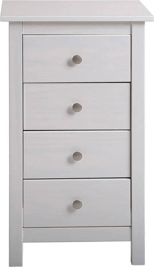 Comodă albă înaltă din lemn masiv de pin 46x80 cm Berna – Marckeric