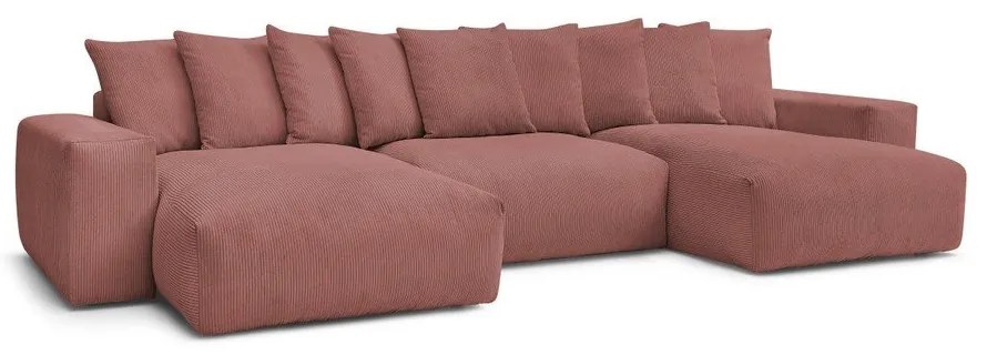 Colțar roz deschis cu tapițerie din catifea reiată Voltaire – Bobochic Paris