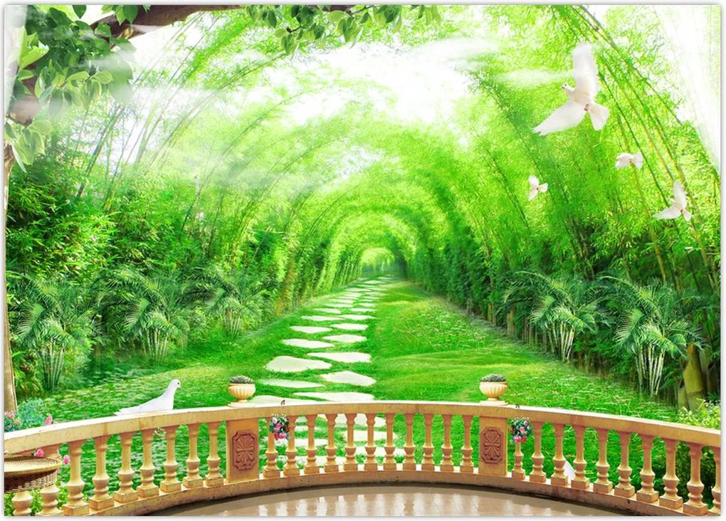 Tablou - Privire la grădina tropicală (70x50 cm)