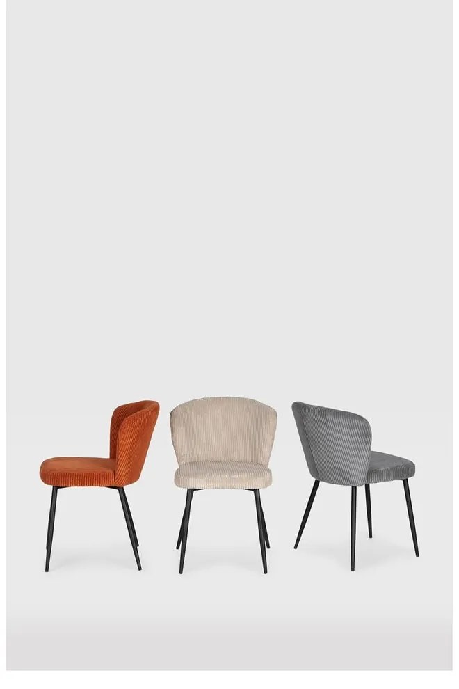 Scaune de dining portocalii 4 buc. din catifea reiată Megan – Marckeric