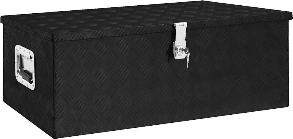 vidaXL Cutie de depozitare, negru, 90x47x33,5 cm, aluminiu