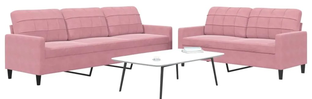 vidaXL Set de canapele cu perne, 2 piese, roz, catifea