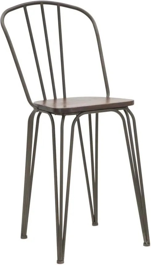 Set 2 scaune dining Jeremy, 102x54x45 cm, metal/ lemn de ulm, maro/ negru/ gri