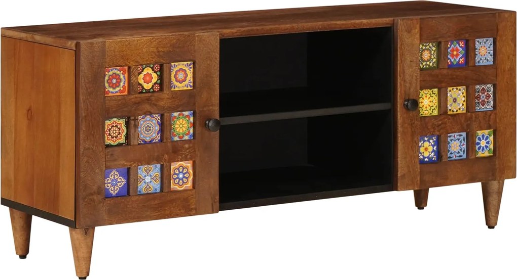 vidaXL Cabinet TV cu raft castan 105 x 33 x 46 cm Lemn de mango solid