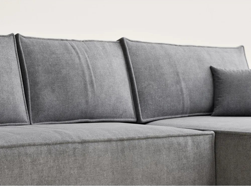 Colțar gri extensibil/cu spațiu de depozitare cu tapițerie din chenille (cu colț pe partea dreaptă/cu șezlong) Maze – Maison de Rêve