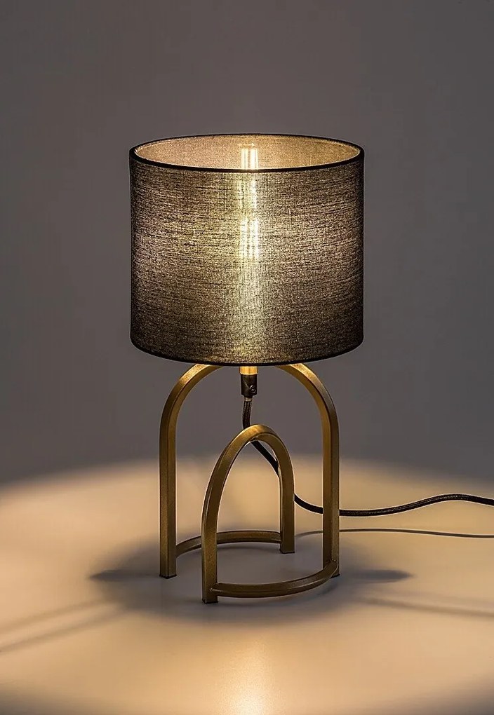 Veioza/Lampa de masa metal auriu abajur negru Gisaya