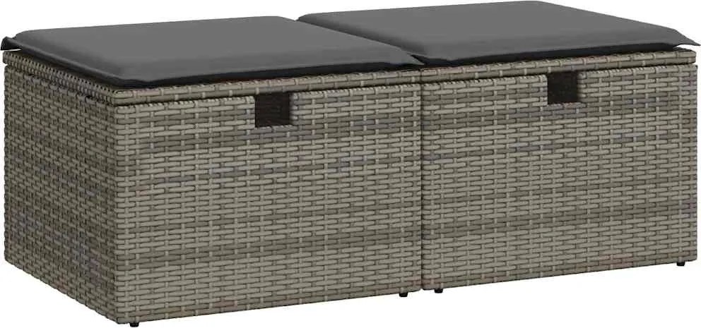 vidaXL Set mobilier grădină cu perne 2 piese gri poliratan/lemn acacia