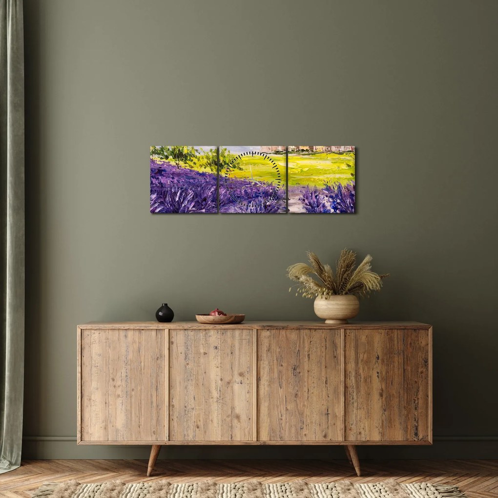 Tablou - Provence, Franța, pictură în ulei (cu ceas) (90x30 cm)