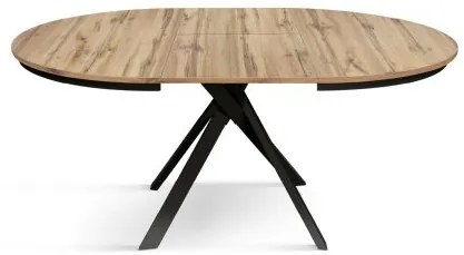 PAZZO DESIGN Masă extensibilă Gabri, picioare încrucișate Shangay rotundă, fabricată în Italia, bază neagră, stejar rustic | Aosom Romania