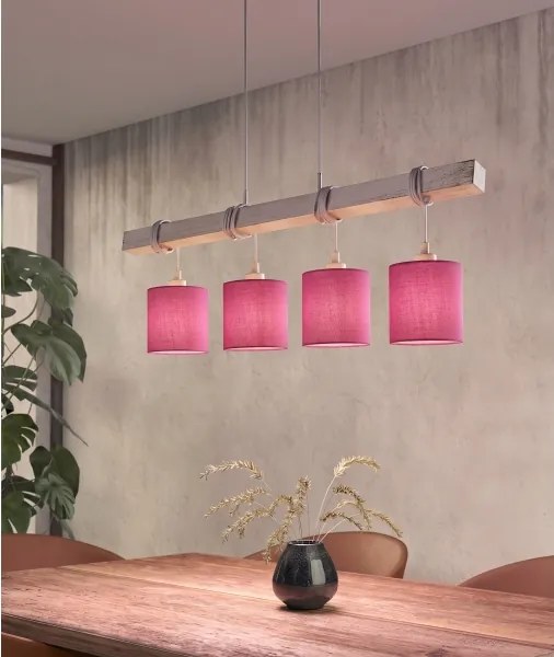 Brilagi - Lustră LED pe cablu NUBILA 4xE27/60W/230V gri/roz