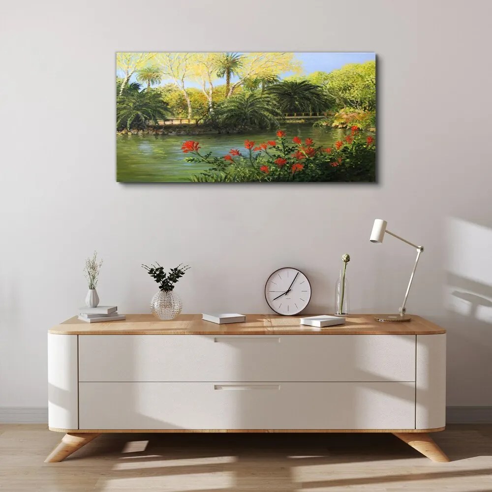 Tablou canvas Pod modern de pădure fluvială