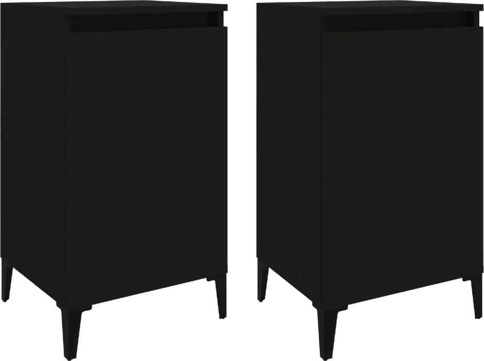 vidaXL Noptiere, 2 buc, negru, 40x35x70 cm, lemn prelucrat