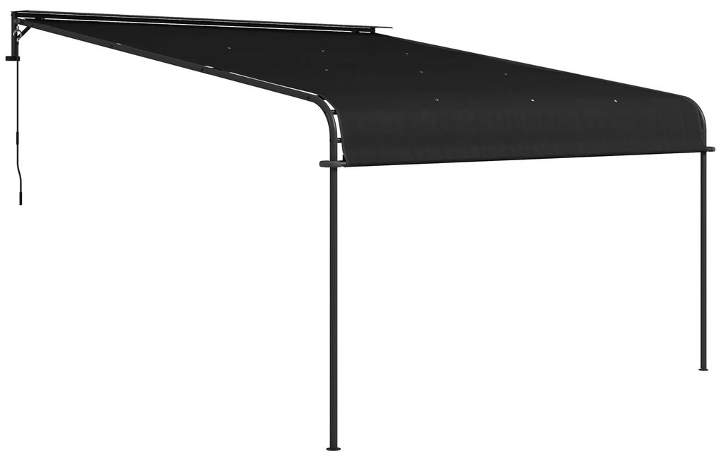 Outsunny Pergola Inclinata de 3 x 4m cu Copertina Retractabila