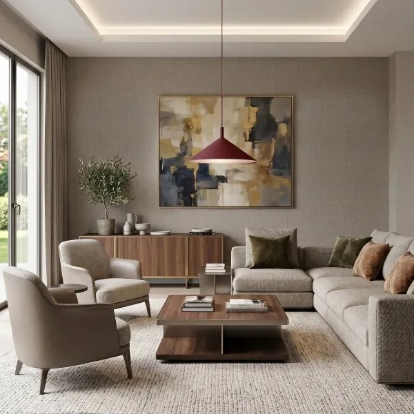Lustră suspendată pe cablu ANEGA, 1xGX53/15W/230V, Ø 50 cm, burgund