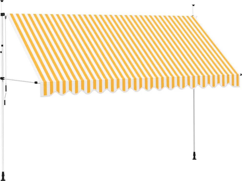 vidaXL Copertină retractabilă manual, portocaliu și alb, 400 cm, dungi