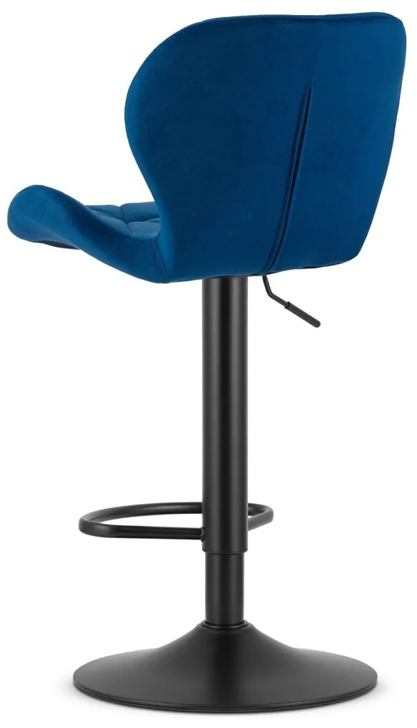 Scaun de bar cu picior negru WEST VELVET, albastru