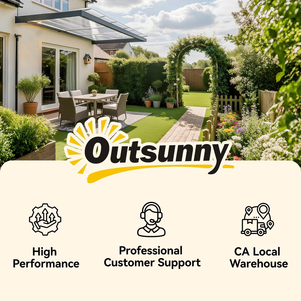 Outsunny Acoperiș din Policarbonat și Aluminiu pentru Balcoane, Ferestre și Uși, Pensilină Exterioară cu Suport din PP, 303x96x27 cm, Transparent
