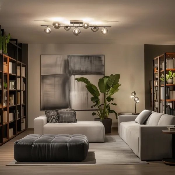 Brilagi - Lustră LED aplicată MILLA 7xG9/3W/230V, negru cromat/sticlă fumurie