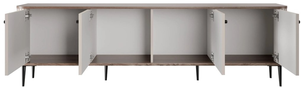 Comodă TV Vesper 4D 187 cm - cașmir / nuc / picioare negre