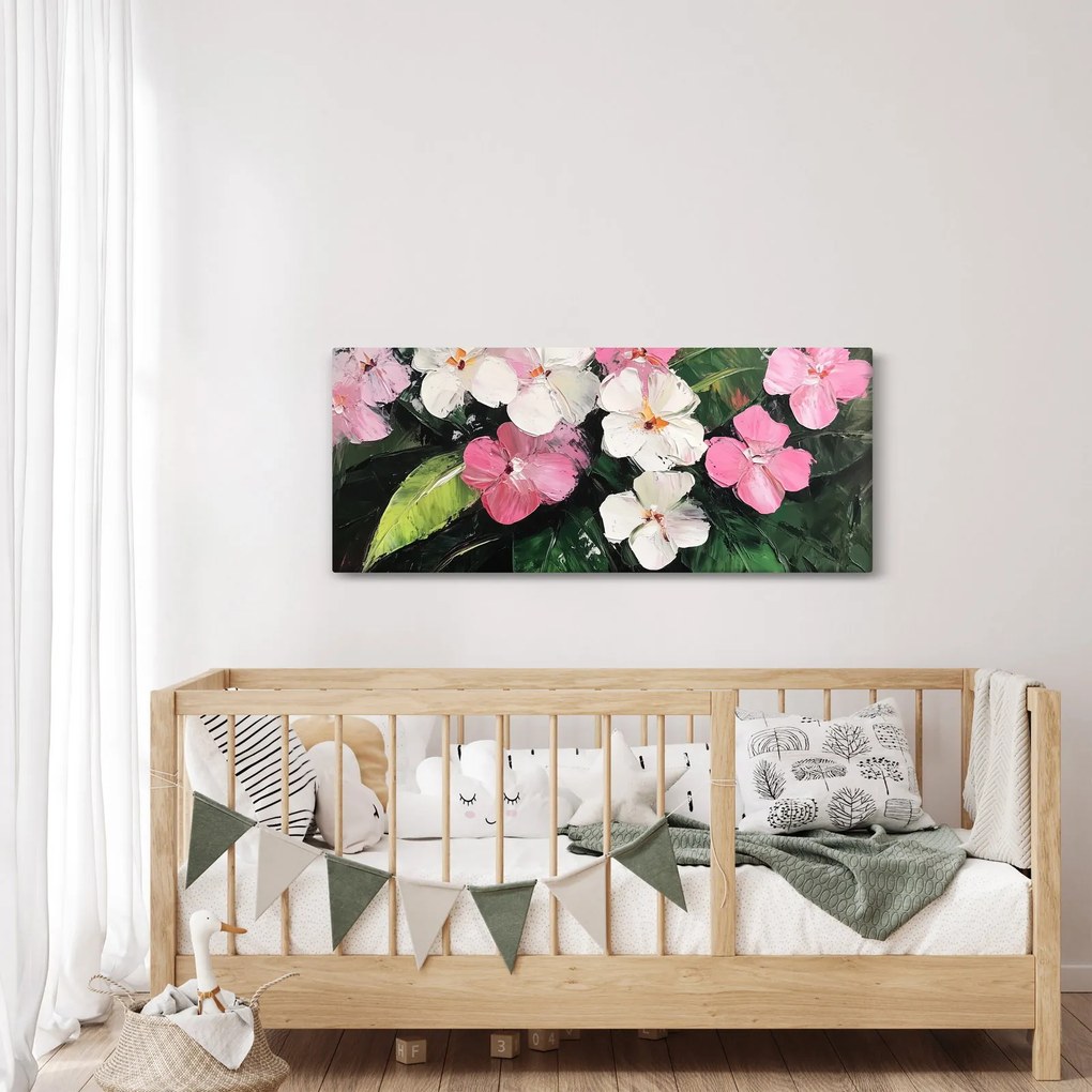 Tablou - Flori roz și albe (120x50 cm)