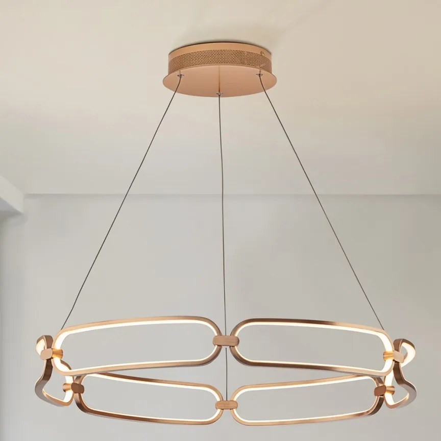 Lustra LED suspendata design ultra-modern 80cm Colette auriu roze