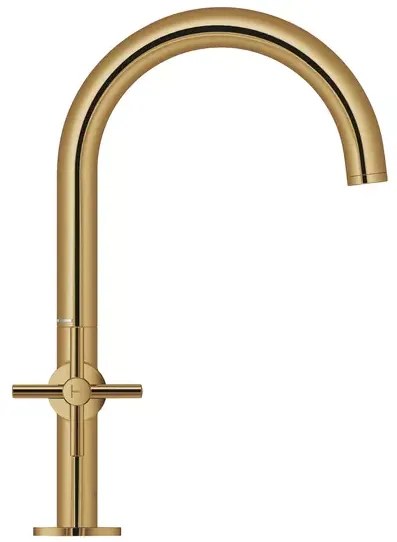 Baterie lavoar cu manere cruce Grohe Atrio L dubla comanda auriu lucios Cool Sunrise