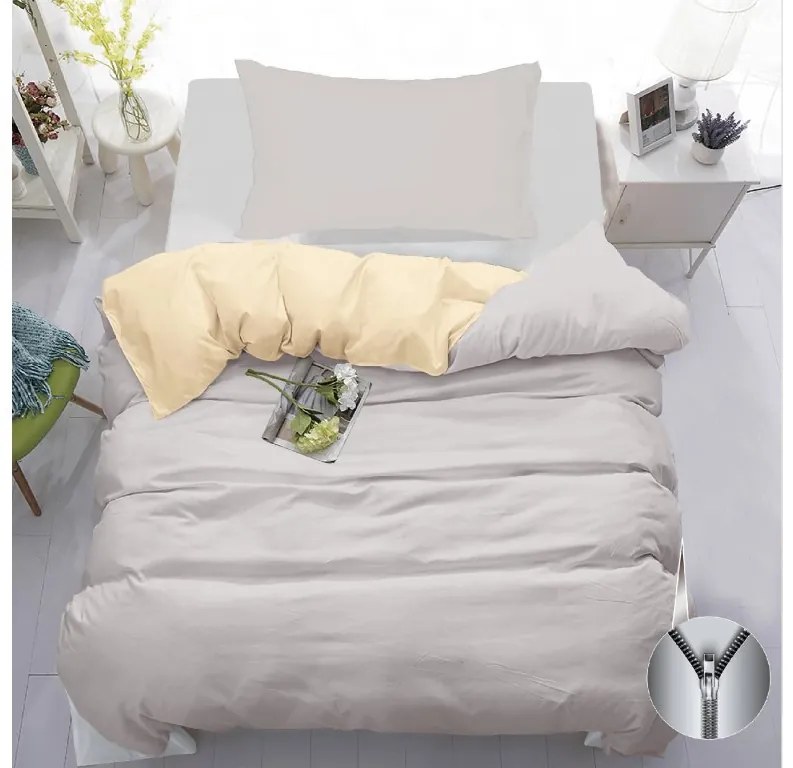 Lenjerie de pat din bumbac MONOCHROMATIC crem-gri Dimensiune lenjerie de pat: 70 x 90 cm | 140 x 200 cm