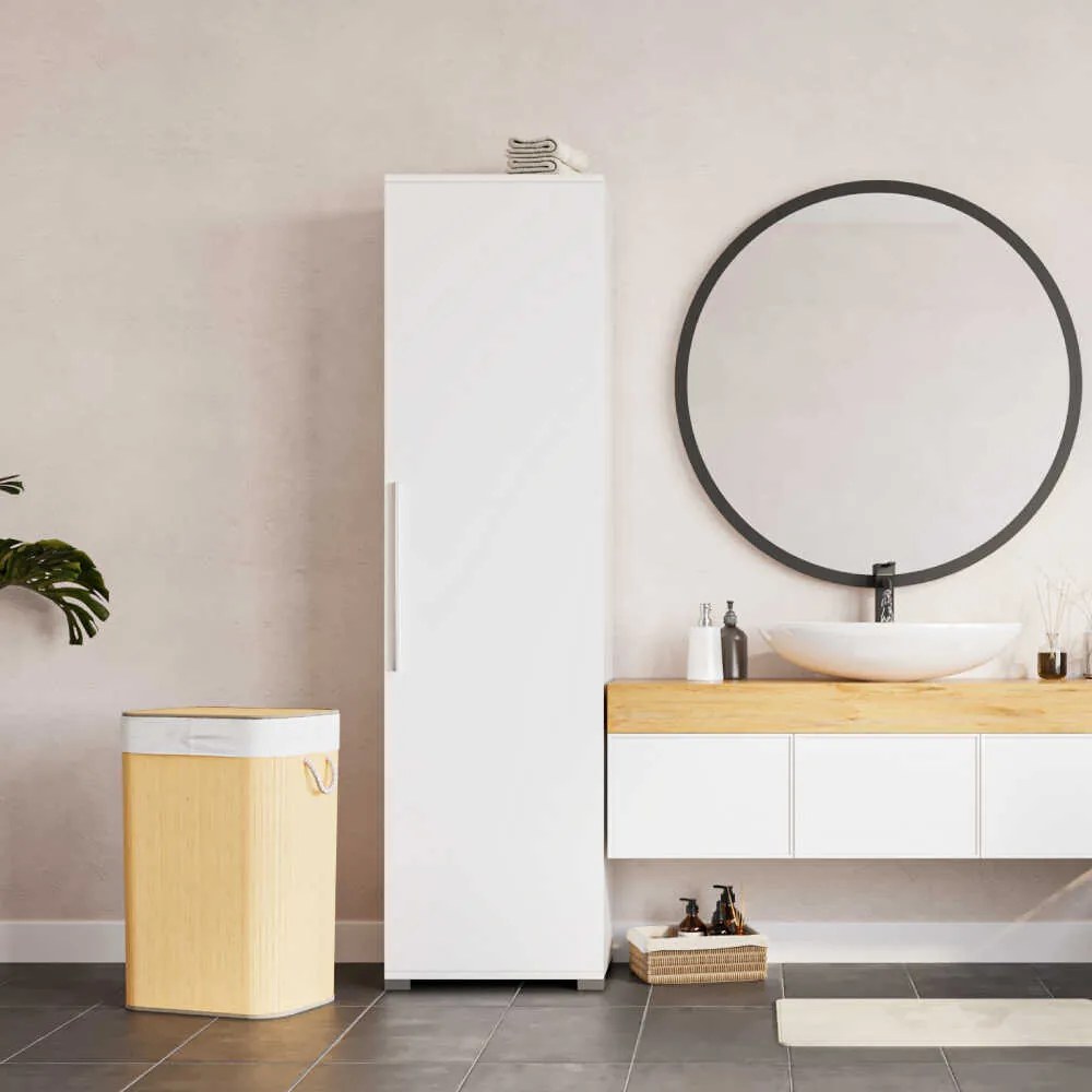 Dulap Multifunctional Adore Diamond, 8 rafturi, Usa reversibila, Alb 50 x 187 x 35 cm