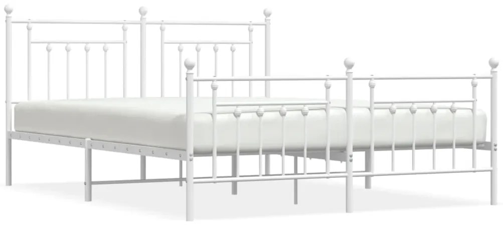 353607 vidaXL Cadru de pat metalic cu tăblie, alb, 160x200 cm