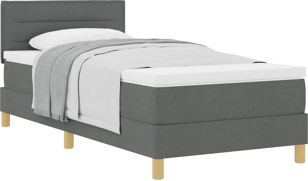 vidaXL Pat cu arcuri cu saltea Gri închis 90 x 190 cm țesătură