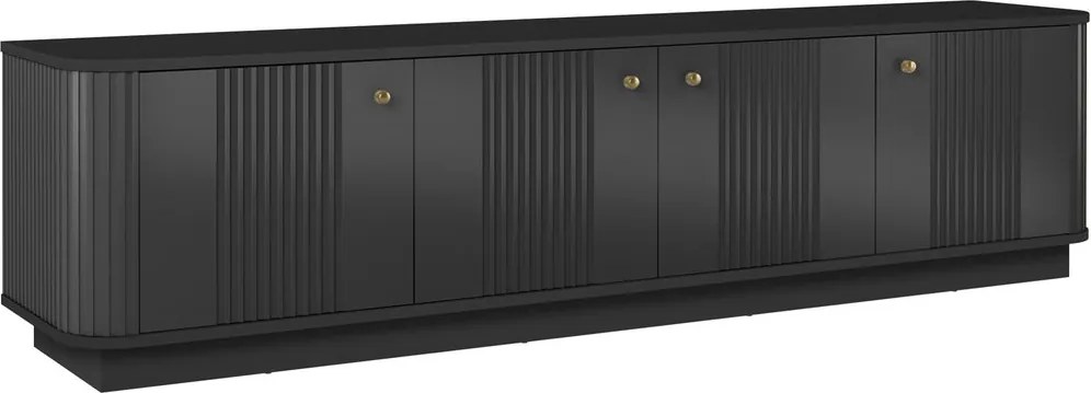 Comodă TV Vesper 4D 187 cm - negru / mânere aurii