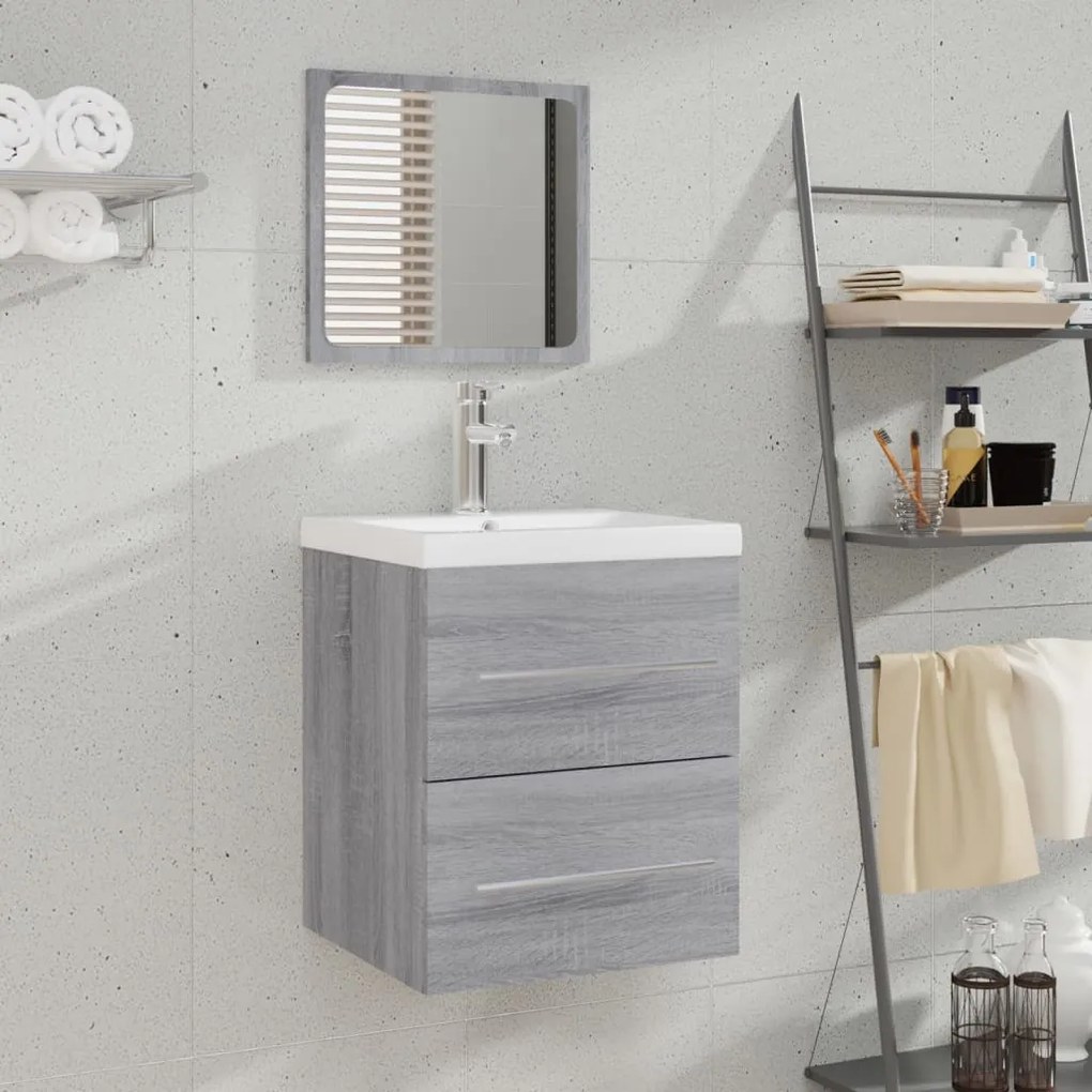 820470 vidaXL Dulap de baie cu oglindă, gri sonoma, 41x38,5x48 cm