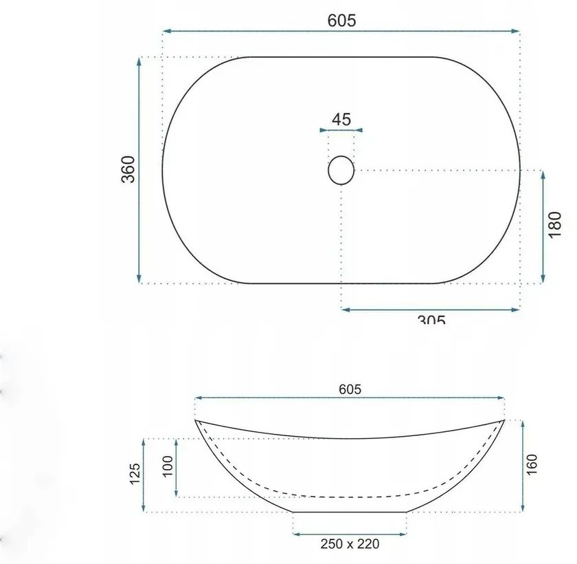 Lavoar pe blat Rea Royal model marmura Lava 60 cm