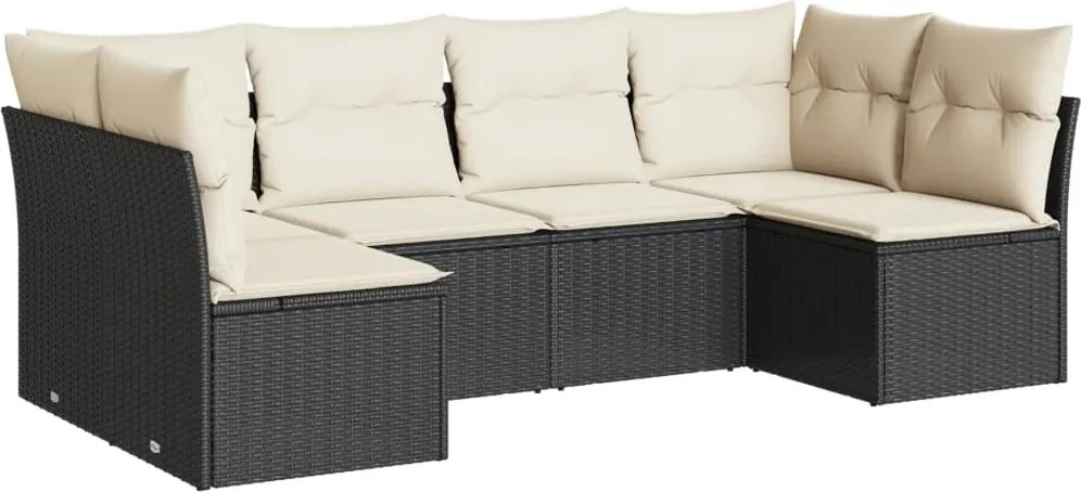 vidaXL Set mobilier de grădină cu perne, 6 piese, negru, poliratan