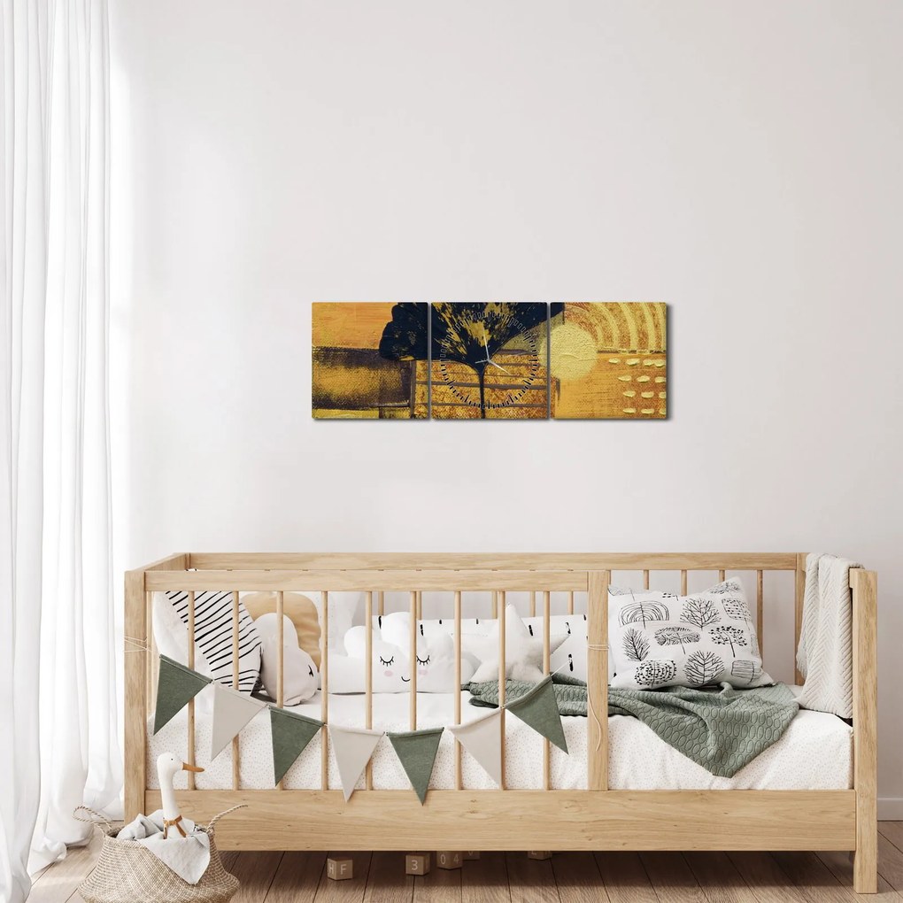 Tablou - Frunza ginkgo (cu ceas) (90x30 cm)