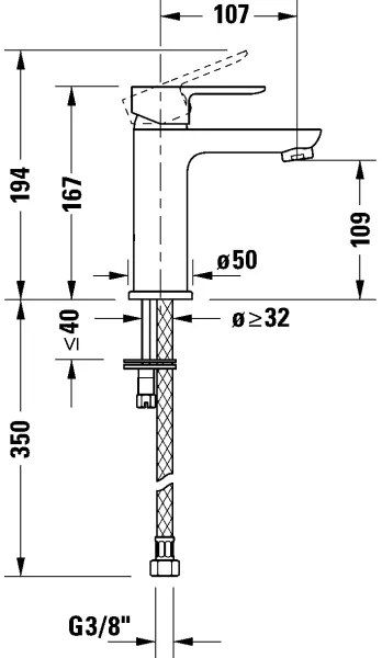 Duravit D-CODE DC1023002046 - baterie pentru lavoar, negru mat