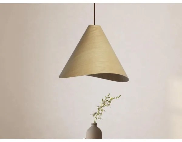 Lustră suspendată pe cablu din lemn masiv, Ø 45 cm, 1xE27/60W/230V, stejar/hevea