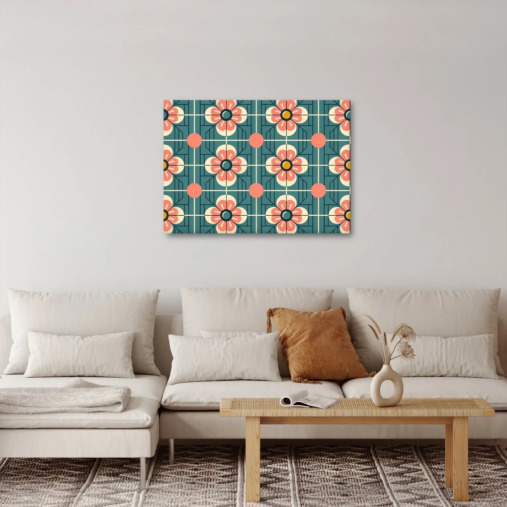 Tablou - Model retro cu flori (70x50 cm)