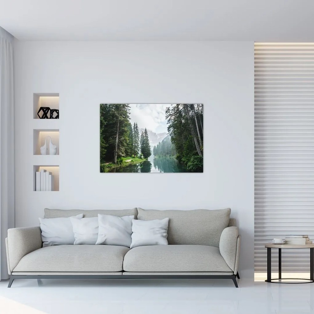 Tablou lacului în pădure (90x60 cm)