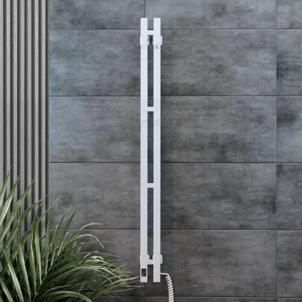 Radiator portprosop electric cu termostat SILOUETTE 187W/230V 120,6 cm IP44 alb dreapta