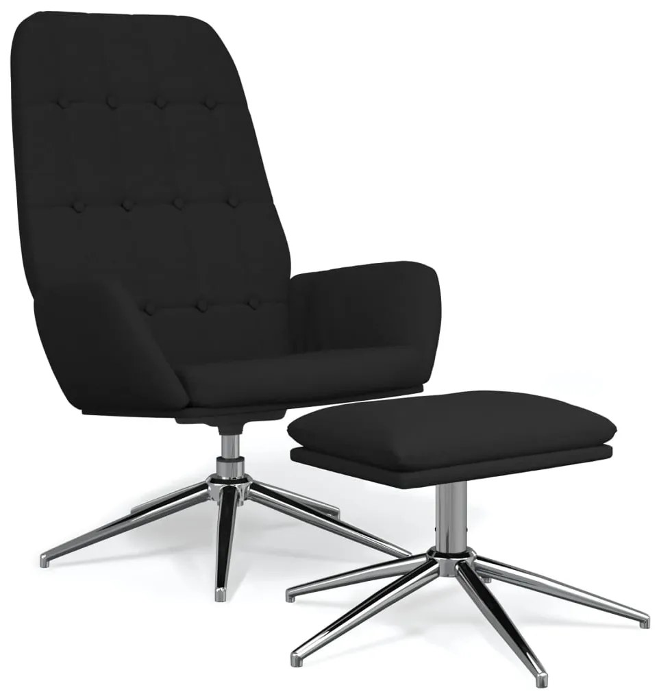 3097696 vidaXL Scaun de relaxare cu taburet, negru, microfibră