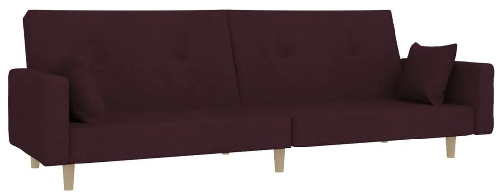337331 vidaXL Canapea extensibilă cu 2 locuri, 2 perne, violet, textil